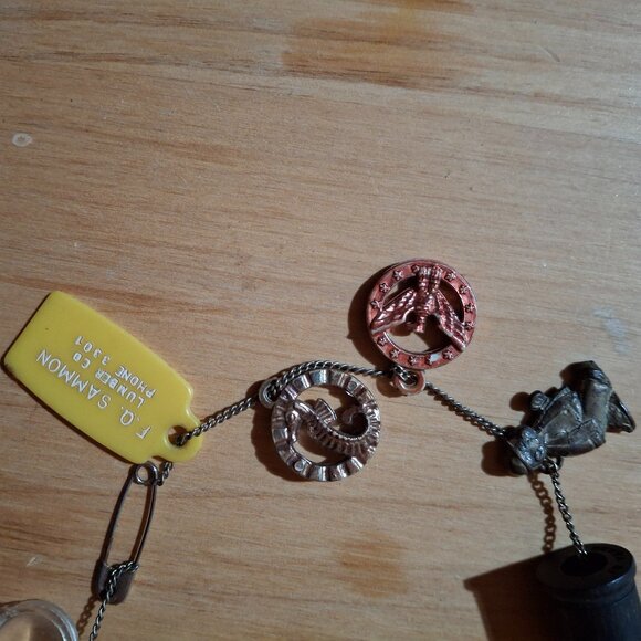 Vintage 1980s Plastic Charms Chain Necklace 16 Charms, Bears, sword,etc - Picture 6 of 7